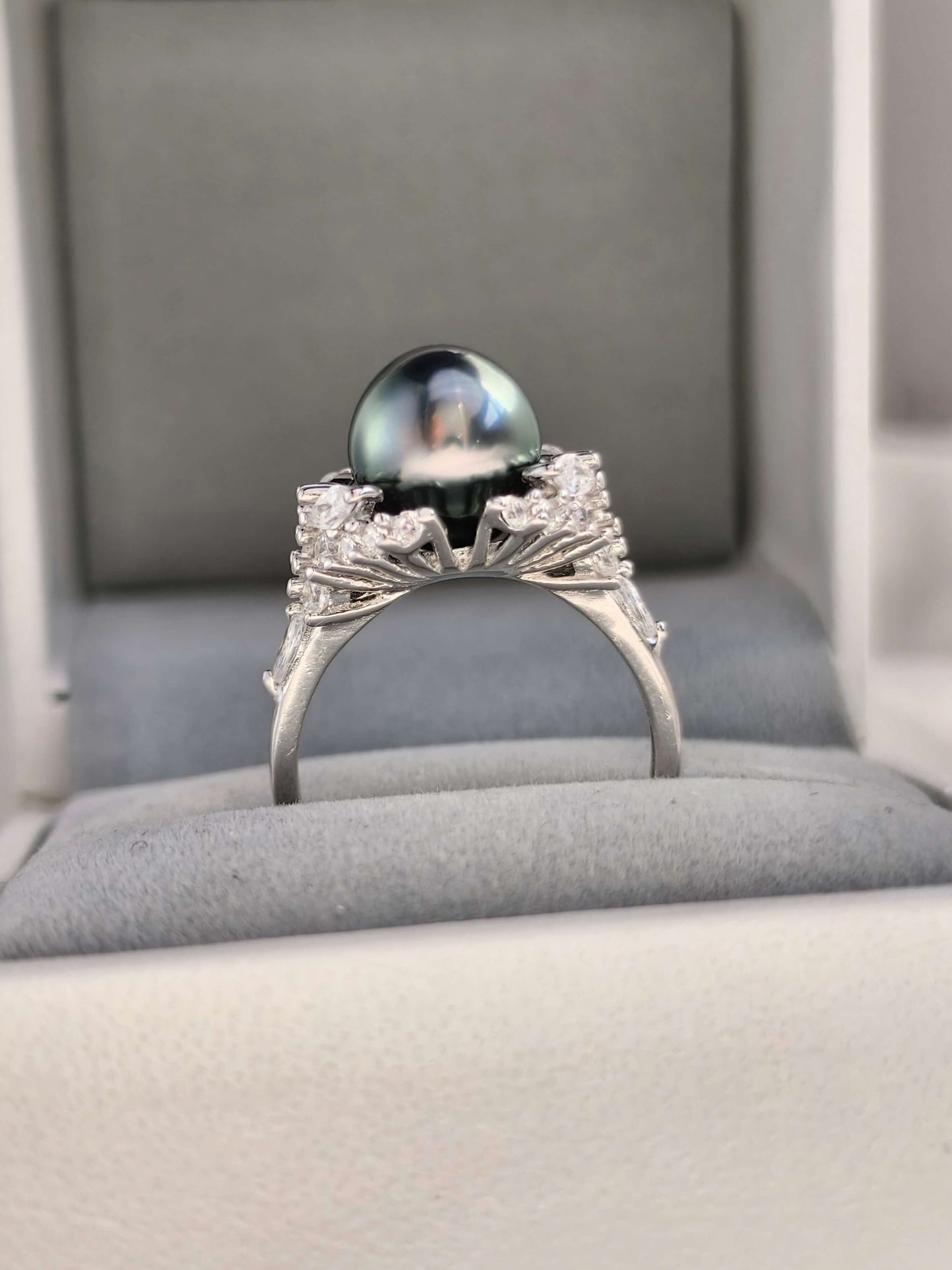 Tahiti Pearl Ring 925 Sterling Silver - R241220a