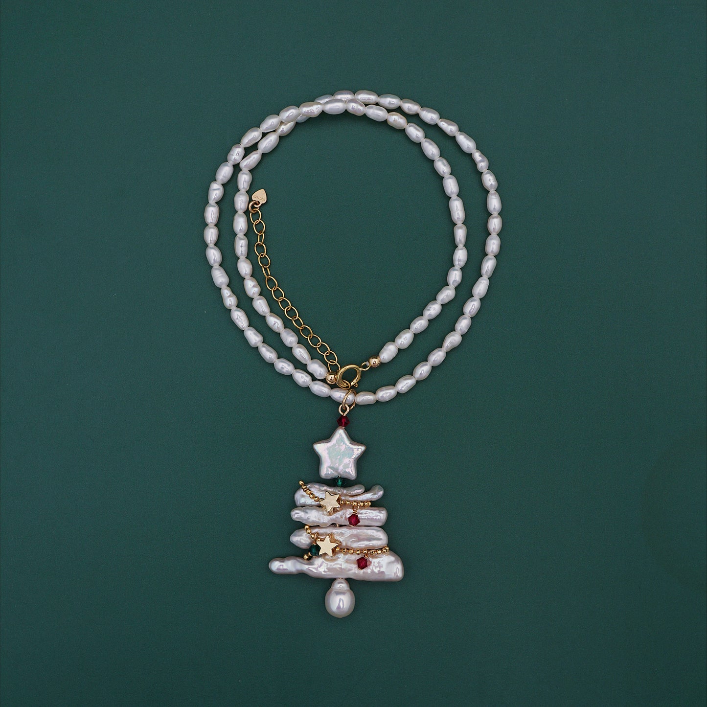 Christmas tree pearl necklace